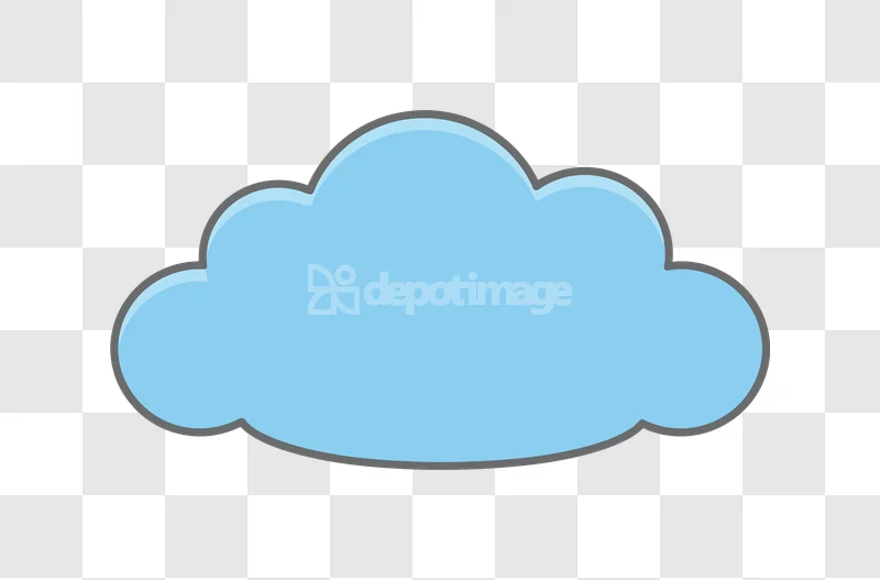 Blue Simple Cartoon Cloud Icon Vector, soft blue, cartoon style, gray outline