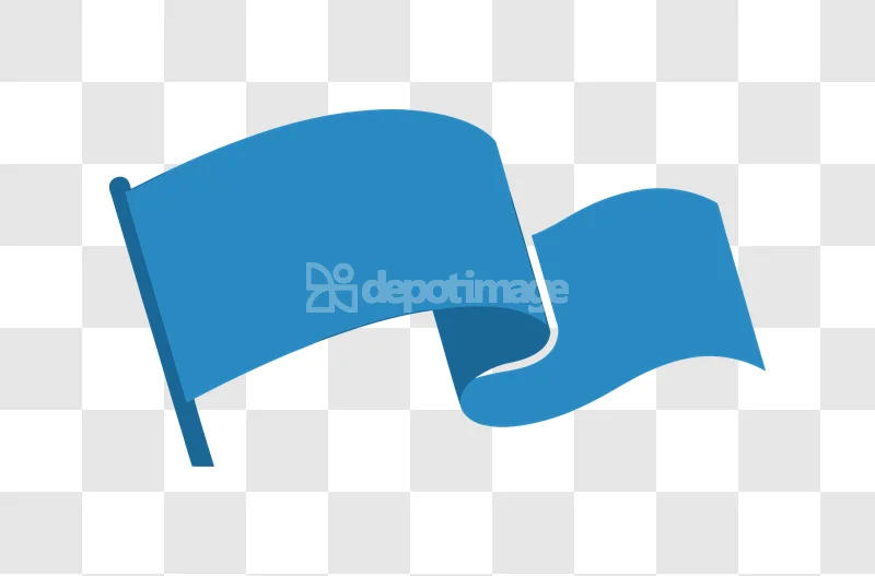 Blue Wavy Flag Flowing Wind: vibrant blue, flowing, transparent background, simple style