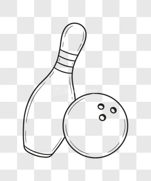 Bowling Pin Ball Outline Cartoon Drawing