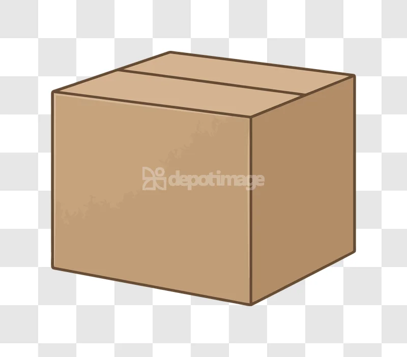 Brown Cardboard Shipping Box Isolated, simple illustration, brown color, closed flaps