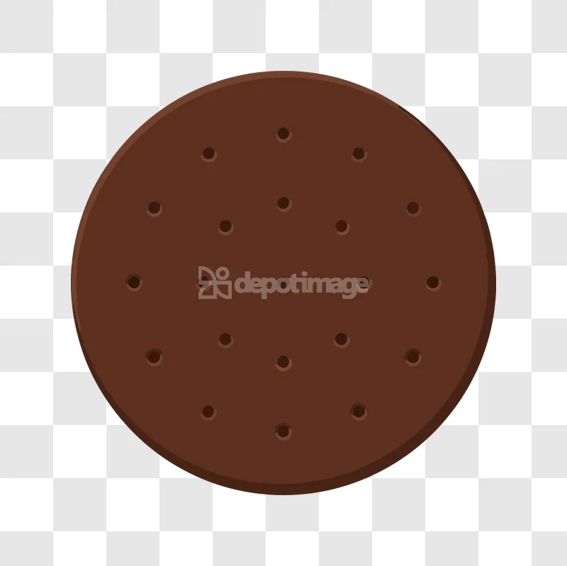 Brown Chocolate Biscuit Cookie Cracker Round, round brown flat style with indentations