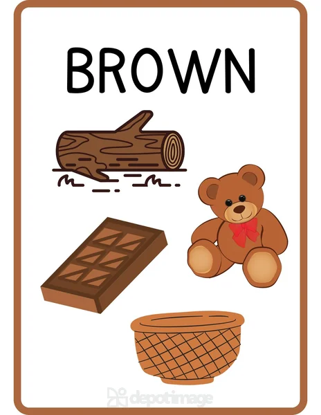 Brown Color Flashcard Bear Log Chocolate Basket