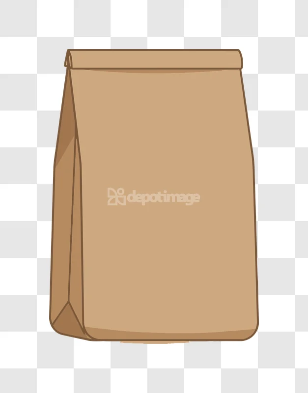 Brown Paper Lunch Bag Folded Top simple graphic, brown, folded, transparent PNG