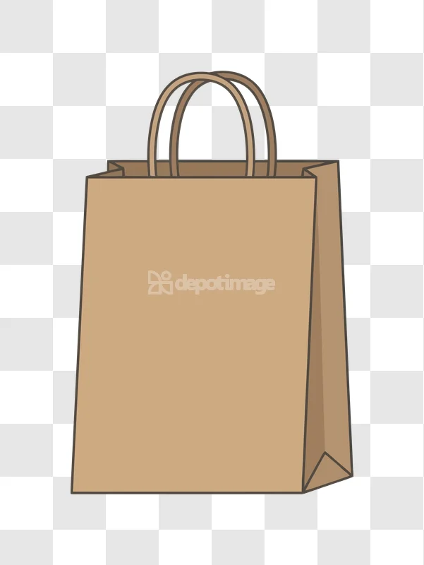 Brown Paper Shopping Bag Icon Simple brown outlined bag with handles