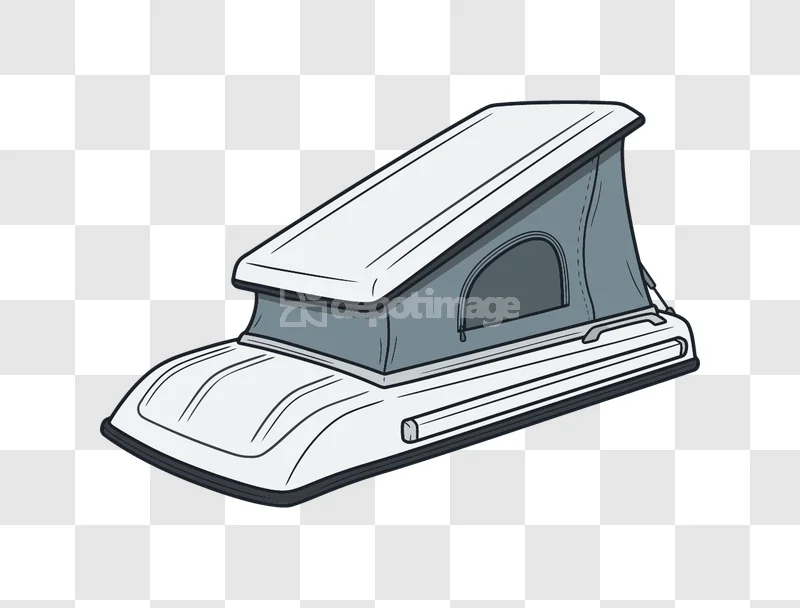 Camper Van Pop Top Roof Tent light gray vector illustration, transparent background