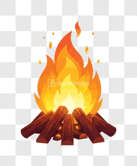 Campfire Burning Firewood Orange Yellow Flames