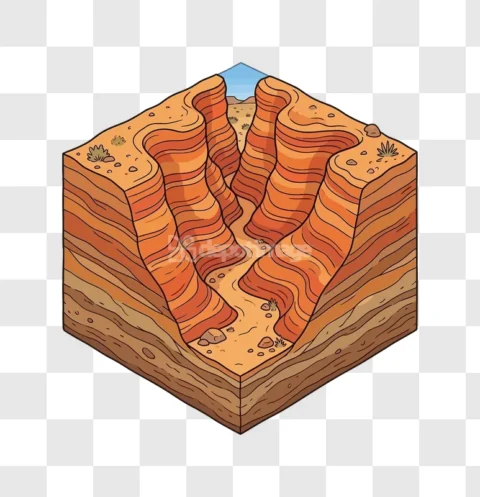 Canyon Valley Landscape Isometric Desert View