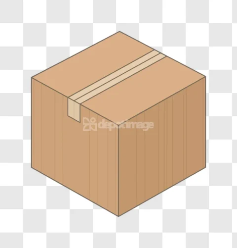 Cardboard Box Sealed Isometric Simple Brown