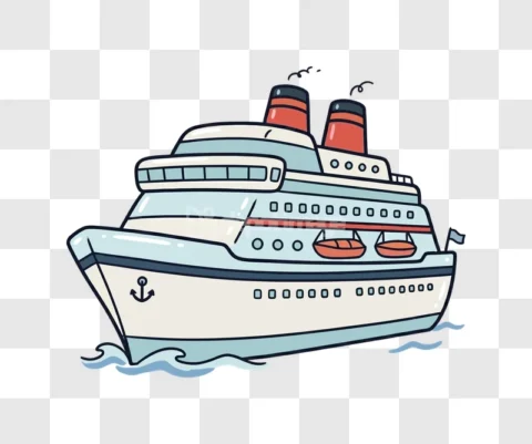 Cartoon Cruise Ship Ocean Liner Boat