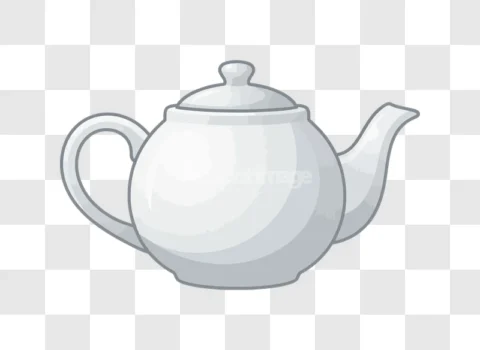 Ceramic Classic White Teapot Illustration