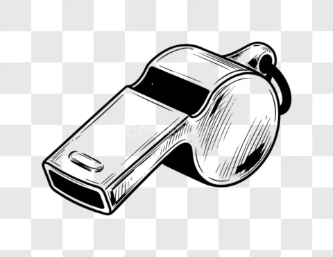Classic Metal Whistle Black White Line Art