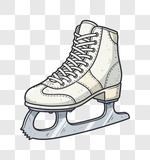 Classic White Ice Skate Cartoon Style