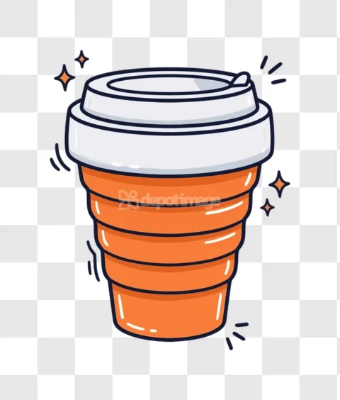 Collapsible Reusable Coffee Cup Orange White