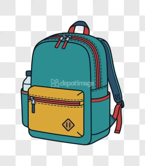 Colorful School Backpack Cartoon Style