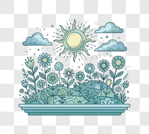 Colorful Spring Field Sun Clouds