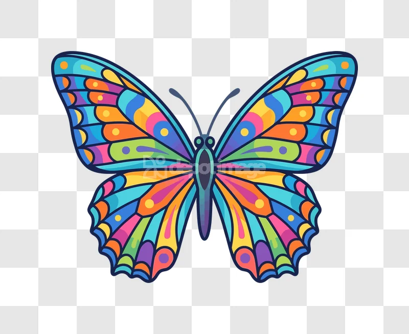 Colorful Stained Glass Butterfly Art, vibrant, mosaic, intricate, transparent background