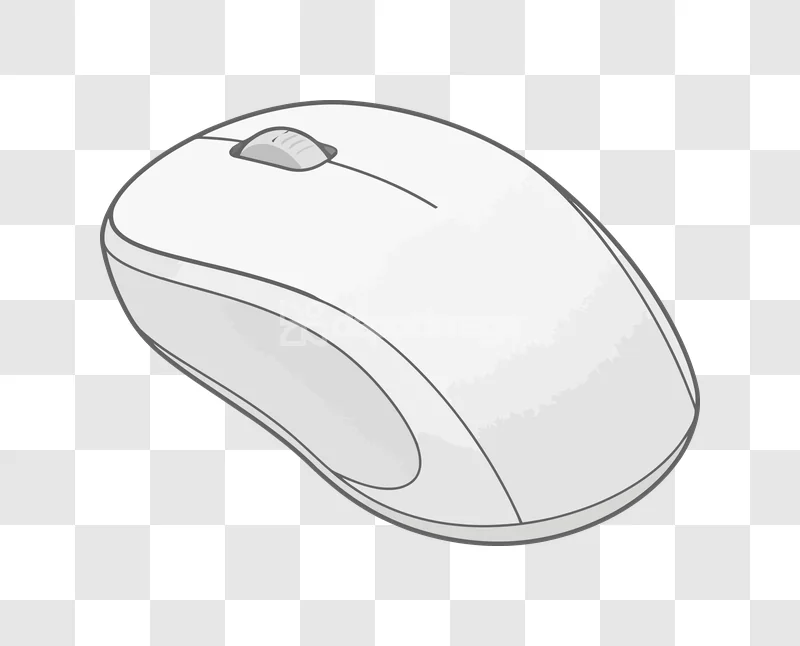 Computer Mouse Simple Cartoon Outline Vector, white gray cartoon style