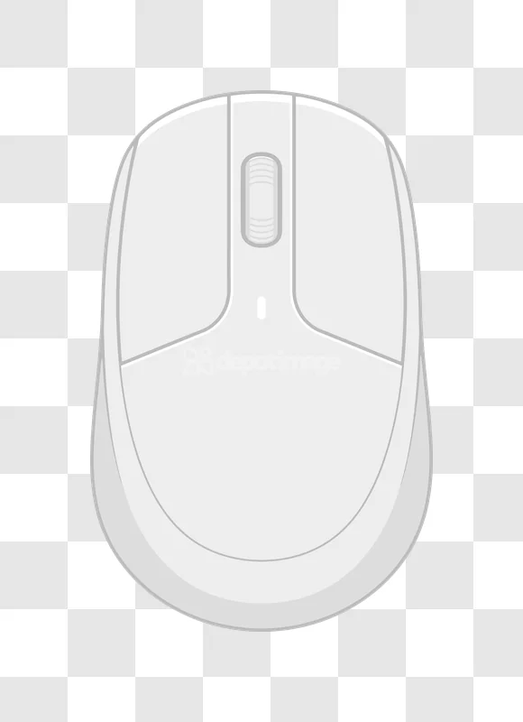 Computer Mouse White Scroll Wheel Vector, minimalist flat design, gray outline