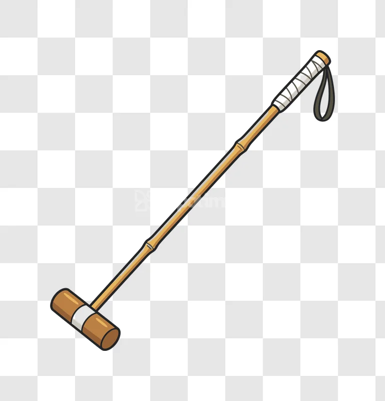 Croquet Mallet Game Sport Equipment light brown wood with dark brown head and black strap