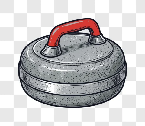 Curling Stone Red Handle Sport Game