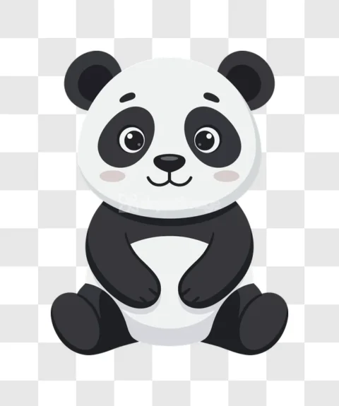Cute Cartoon Sitting Baby Panda Bear