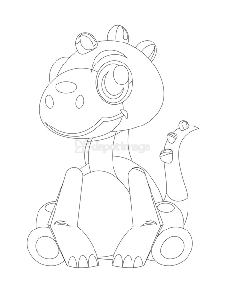 Cute Dinosaur Coloring Page Outline Drawing Cartoon