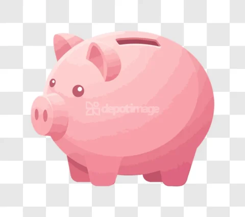 Cute Pink Piggy Bank Icon Cartoon