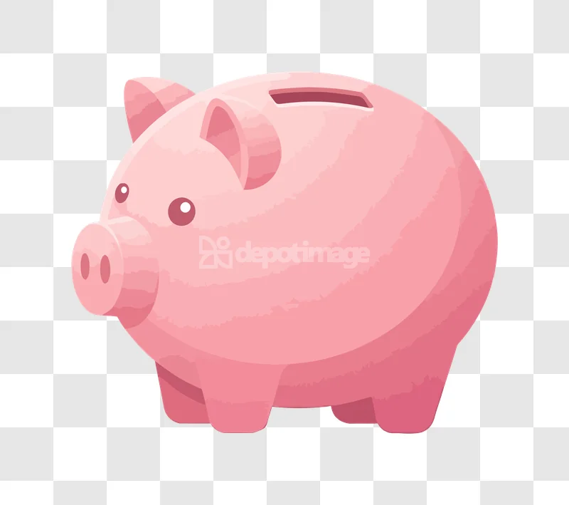 Cute Pink Piggy Bank Icon Cartoon, cheerful pink cartoon style