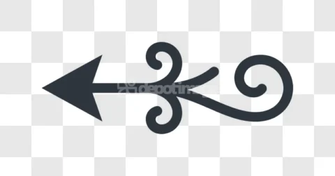 Decorative Curved Arrow Left Pointing Design