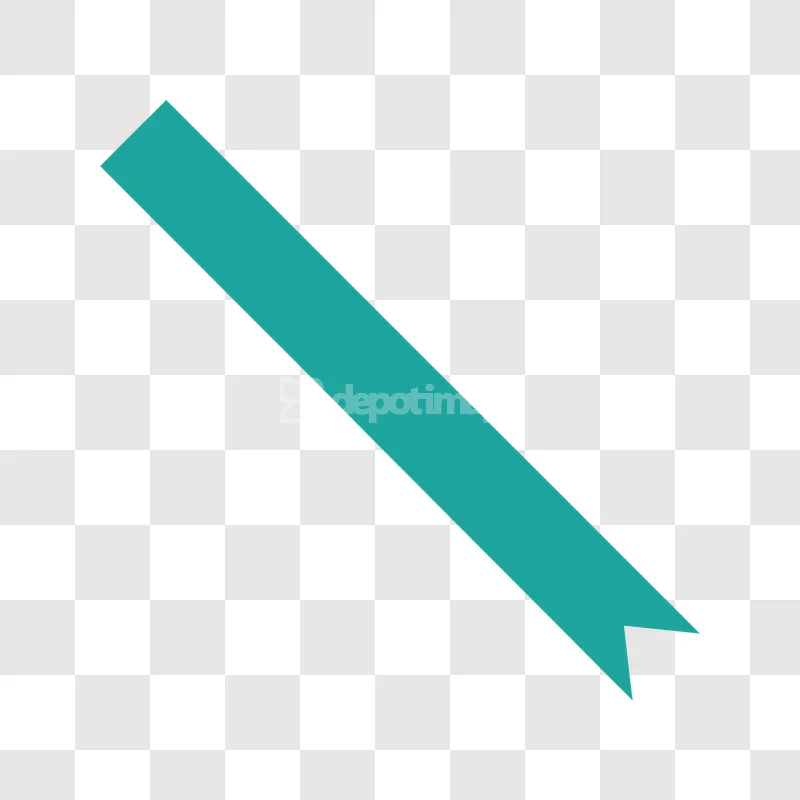 Diagonal Teal Ribbon Banner Shape Long, vibrant teal, flat graphic, black background