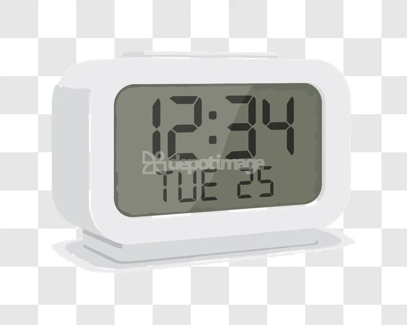 Digital Alarm Clock Time Tuesday: white, digital, flat, device, screen, display