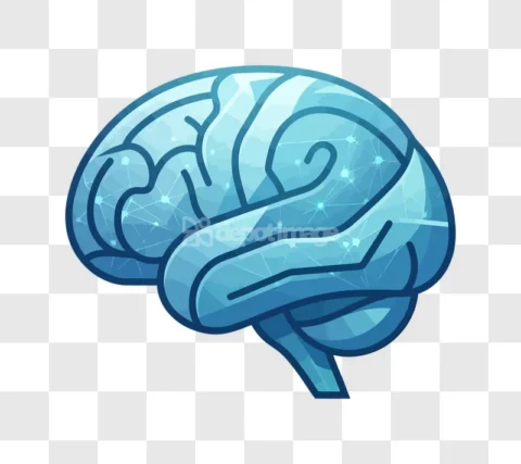 Digital Blue Brain Illustration Icon Abstract