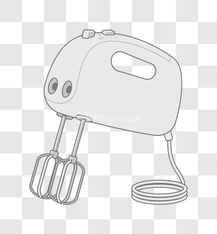 Electric Hand Mixer Beaters Grey Icon, simple flat design with cord