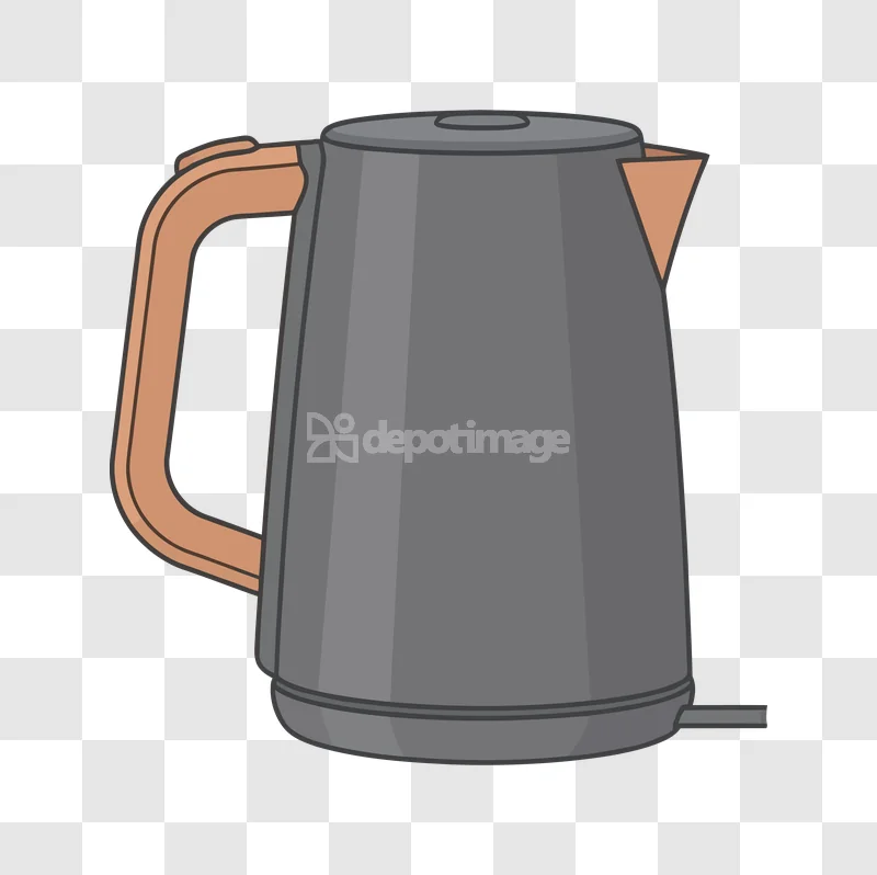 Electric Kettle Domestic Appliance Gray Brown illustration, flat design, gray and brown