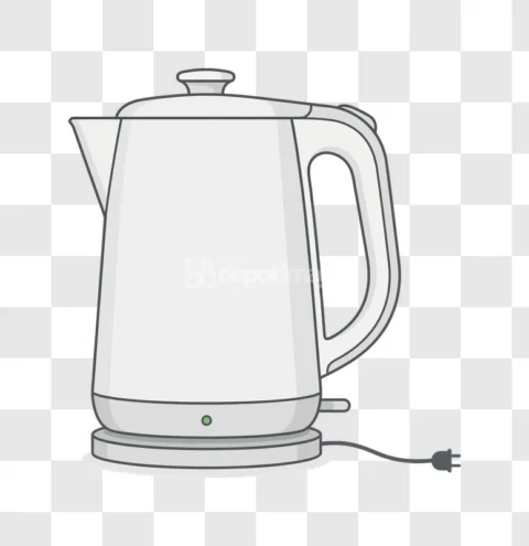 Electric Kettle Modern Appliance Cartoon Style