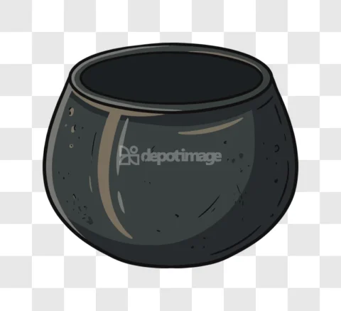 Empty Black Cauldron Pot Vector Art