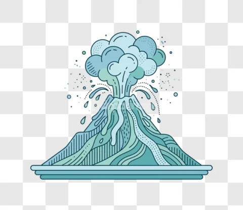 Erupting Volcano Mountain Blue Green Geyser