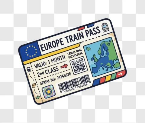 Europe Train Pass Ticket Travel Vector