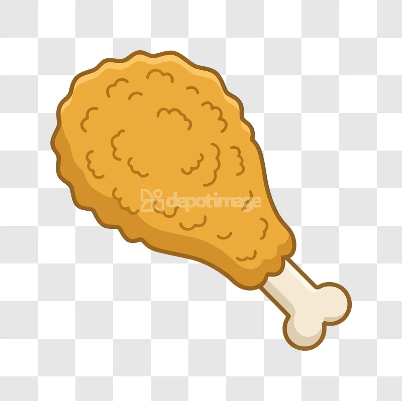 Fried Chicken Leg Drumstick Cartoon Clipart: golden brown crispy cartoon chicken leg