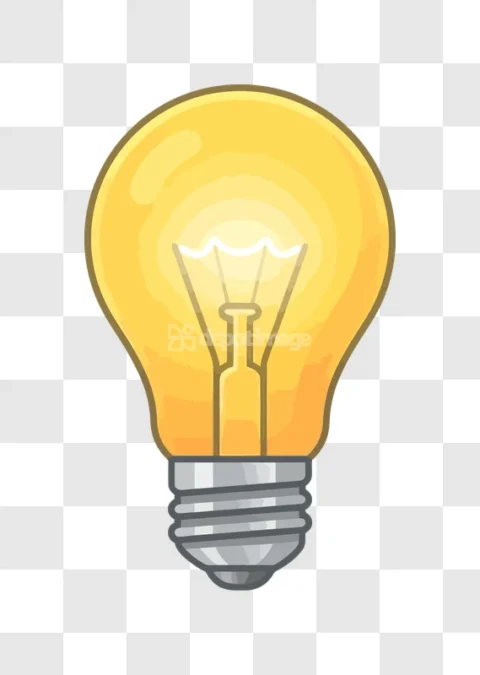 Glowing Cartoon Yellow Light Bulb Icon