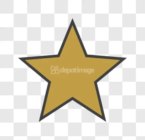 Gold Five Pointed Star Dark Outline Symbol