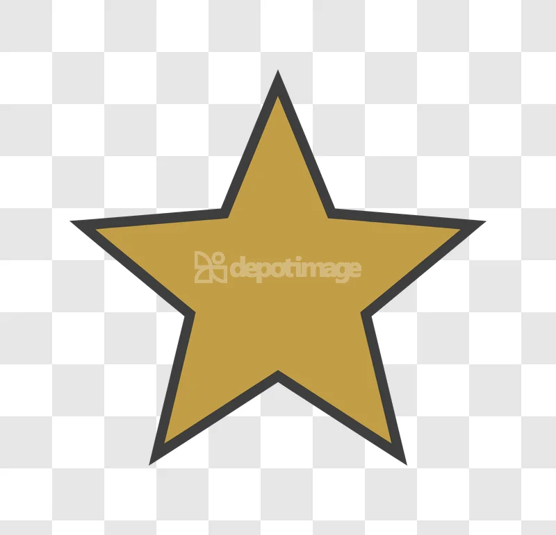 Gold Five Pointed Star Dark Outline Symbol with a solid gold fill and thick dark gray border.