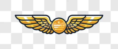 Gold Pilot Wings Badge Icon