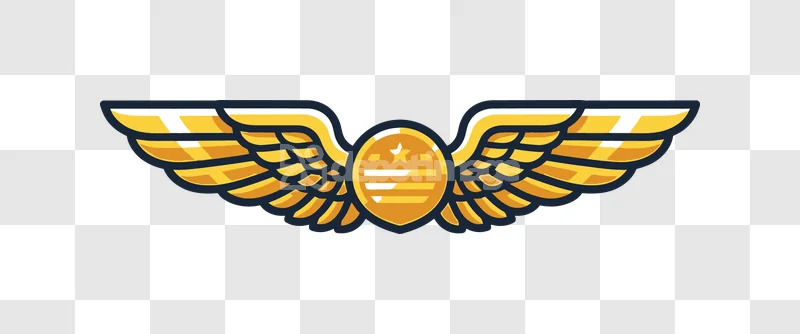 Gold Pilot Wings Badge Icon golden wings with centered star and horizontal stripes transparent PNG