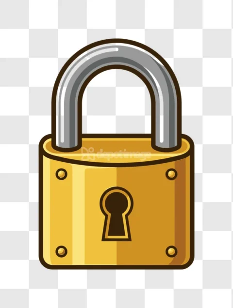 Golden Padlock Keyhole Security Icon