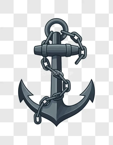 Gray Metal Anchor Chain Isolated Cartoon