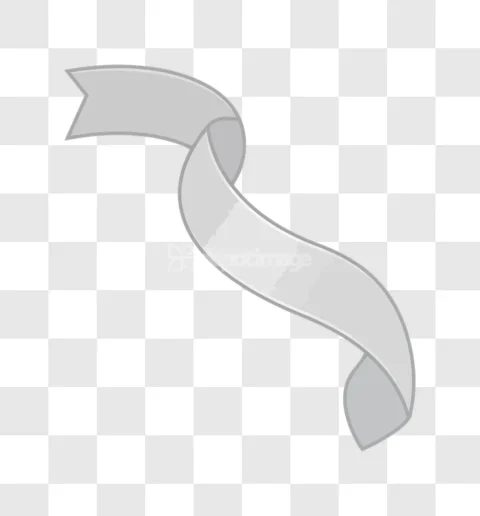 Gray Ribbon Banner Curled Decorative Element