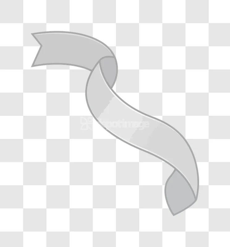 Gray Ribbon Banner Curled Decorative Element, light gray, wavy, isolated