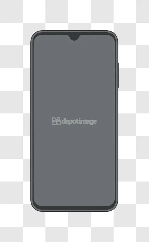 Gray Smartphone Mobile Phone Screen Vector, minimalist flat design, dark gray screen