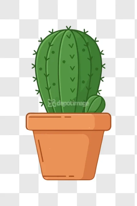 Green Cactus Brown Pot Minimalist Icon